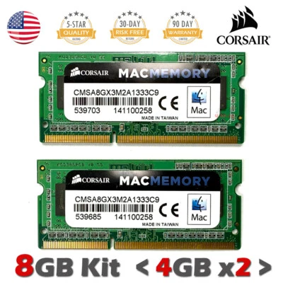 Apple Macbook iMac Corsair 8GB DDR3 Kit (2x 4GB) Laptop Memory CMSA8GX3M2A1333C9 - Image 1 of 2