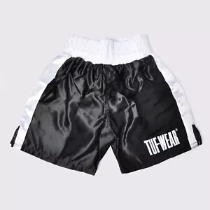 Tuf Wear Satin Boxen Training Wettkampfshorts schwarz/weiß - Bild 1 von 4