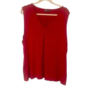 Verve ami red career work tank top sleeveless blouse pleated front NWT size 1X - Picture 1 of 4