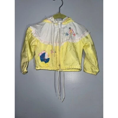 Little girls vintage yellow white embroidered jacket lined windbreaker 4T? - Image 1 of 4