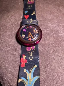 1991 Alice in Wonderland Poker Disney Pop Swatch Watch for Men and Women 90s - Picture 1 of 7