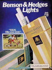 VINTAGE 1980er Jahre Druckanzeige ~ Benson & Hedges Lights Zigaretten ~ B&H, ich mag deine... - Bild 1 von 1