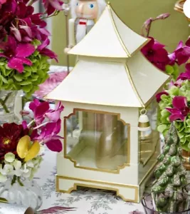Ivory & Gold Pagoda Tealight Lanterns - Brand New Boxed Idea For Gifts / Present - Picture 1 of 5