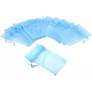 12 Jewelry Baby Blue Organza Drawstring Gift Bags Jewelry Pouches 3" x 4" - Picture 1 of 1
