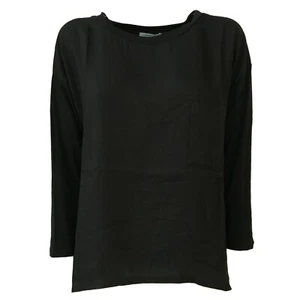 T-shirt donna nero viscosa bimateriale HUMILITY 1949 art HA9109 MADE IN ITALY - Foto 1 di 7