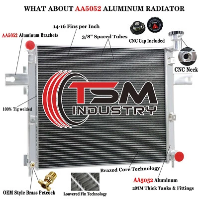 2 Rows Full Aluminum Radiator For 1999-2005 02 03 Jeep Grand Cherokee 4.7L V8 — 第 1/4 张图片