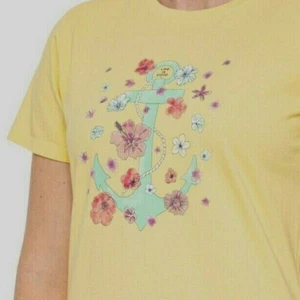 2XL Neu mit Etikett Damen Life is Good Blumen Anker Segeln Gelb SS Crusher - Bild 1 von 4