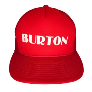 Vintage Burton Trucker Hat Mens One Size Red 80s Snapback Rope Cap - Picture 1 of 6