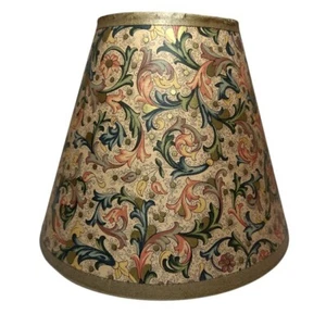 Vintage Italian Florentine Paper Lamp Shade Bell Shape Candle Clip Floral & Gold - Picture 1 of 10