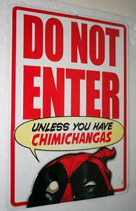 Marvel Comics Deadpool Do Not Enter Es sei denn Blech Metall Wandschild Neu NOS ungeöffnet - Bild 1 von 4