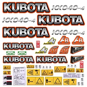 Decal Kit fits Kubota KX040-4 Mini Excavator X Aftermarket Vinyl - Made in USA! - Picture 1 of 3