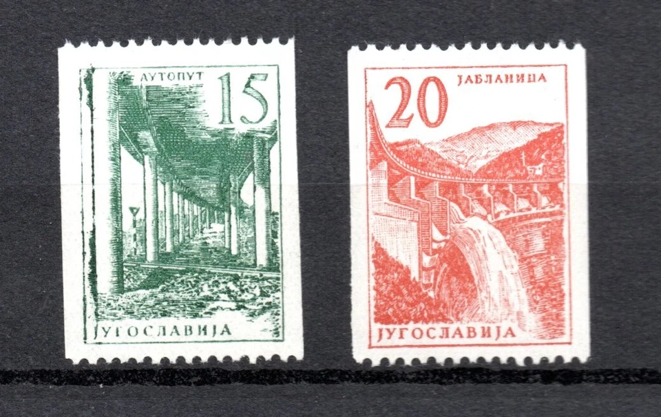 Yugoslavia 1959 old set Architecture/Technics stamps (Michel 898/99) nice MNH - Image 1 of 2