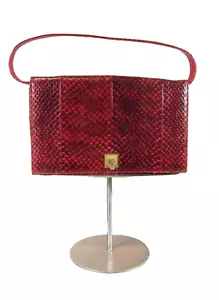 Vintage Burgundy Snakeskin red Purse 9 x 5½ Handbag Fassbender Holt Renfrew 60's - Bild 1 von 11