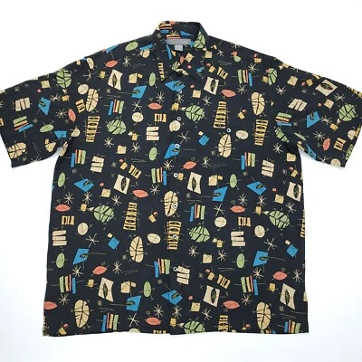 Винтажная мужская рубашка Tori Richard XLT 100% шелк гавайский лагерь атомный ретро мод MCM - Изображение 1 из 4