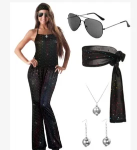 70s Women's Stylish Disco Costume Set XXL NEW - Picture 1 of 7