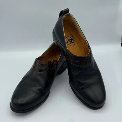 Ariat Mujer Mocasín Zapatos Planos Cuero Marrón Sin Cordones Punta Redonda Vestido Trabajo 7 B Foto 1 de 4