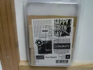 STAMPIN UP FOUR SQUARE WOOD UNMOUNTED SET OF 4 RUBBER STAMPS NEW #23960 - Picture 1 of 2
