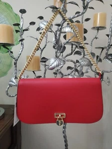 ICONIC Lauren Ralph Lauren Martin Red Tanner Leather Chain Bag Clutch RARE NWT - Picture 1 of 23