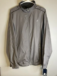 Vintage Starter Windbreaker Jacket Size Large Gray and Black Front Logo New NWT - Picture 1 of 9