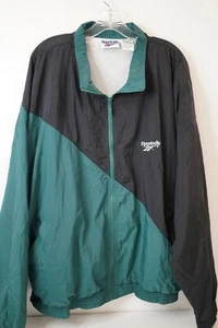 Chaqueta Rompevientos Reebok Spellout Vintage Años 90 Talla XL Para Hombre Negra Verde - Imagen 1 de 3