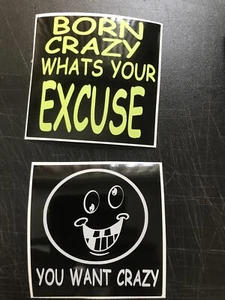 (2) Crazy Stickers Waterproof Indoors/Outdoors - Picture 1 of 3