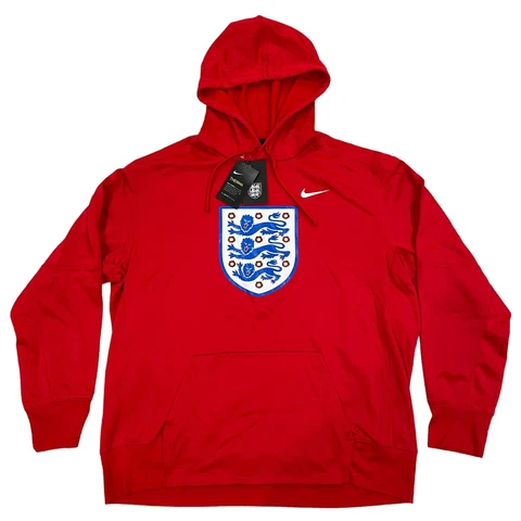 Nike Therma England 3 Lions Red Fleece Sweatshirt Hoodie, Size XXL NWT Cover