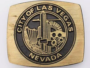 Solid Brass City of Las Vegas Nevada Vintage Belt Buckle - Picture 1 of 3
