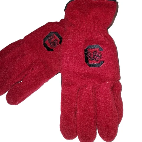 South Carolina Gamecocks NCAA Men's Fleece Gloves,Leather Palms, L/XL, Red Cover