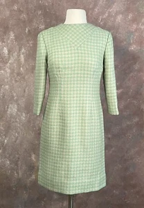 Green Houndstooth Shift Dress Vintage 1960s XS Custom - Picture 1 of 19