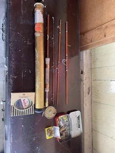 vintage fly fishing Rod, Reel, And Flies - Picture 1 of 18