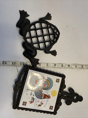 3 remaches rústicos vintage de hierro fundido rana cerámica arena dólar esmalte vidrio Foto 1 de 4