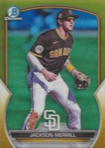 2023 Bowman Chrome Jackson Merrill True Gold Refractor /50 #BCP-244 RC SP R.O.Y? - Picture 1 of 2