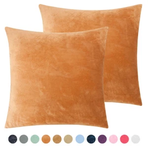 Various Colors Velvet Cushion Cover Ultra Soft Throw Pillow Case 2 Pack - Picture 1 of 64