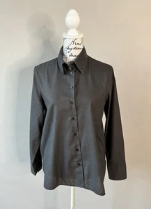 Massimo Dutti Blouse Charcoal Grey Size 14 Cotton Lyocell Blend Ladies Shirt VGC - Picture 1 of 15