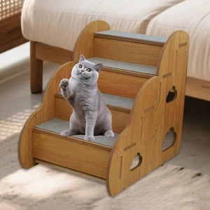 Escalier léger en bois MDF pour chats et petits chiens, idéal pour les chats - Picture 1 of 6