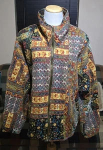 Vintage GO TO PIECES Womens M Patchwork Floral Jacket Zip Up Cottagecore Art USA - Bild 1 von 23