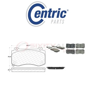 Centric Semi Metallic Brake Pads w Shim for 2005-2017 Chrysler 300 5.7L 6.1L vu - Image 1 of 4