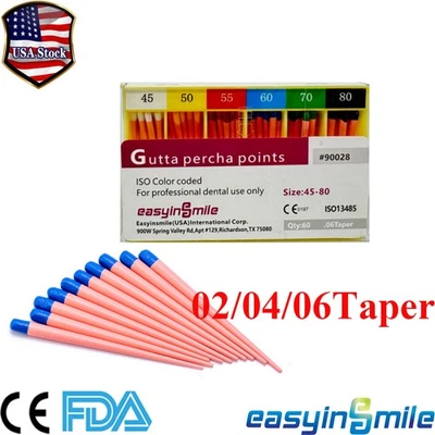 Dental Gutta Percha Points Sterile Endodontic Root Canal .02/.04/.06Taper 15#-80 - Image 1 of 4