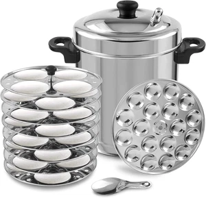 Cocina Idli Grande de Acero Inoxidable con Indicador de Silbato, Grado Alimenticio 8 Platos Idli - Imagen 1 de 7