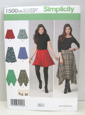 Simplicity 1500 Flared Skirts w/ Hem & Length Options Misses' 6-14 Pattern Uncut - Image 1 of 2