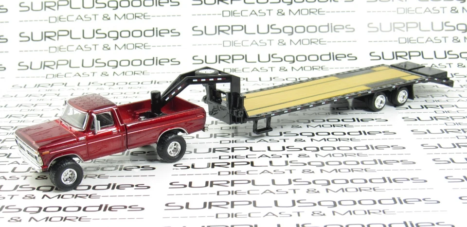 Camioneta Ford F-250 F250 1977 Greenlight 1:64 suelta roja rubí con remolque cuello de ganso Foto 1 de 4