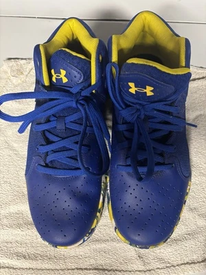 Under Armour Jet 21 3024794-400 Blue Yellow Youth Size 7Y Basketball Sneakers - Image 1 of 4