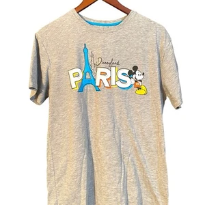 Disneyland PARIS Mickey Mouse Size Gray Adult T Shirt Size Medium Eiffel Tower - Picture 1 of 4