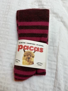 Pacas Women Crew Socks Alpaca Wool Super Soft M/L 8.5-11.5+ Pink Hiking Skiing - Picture 1 of 5
