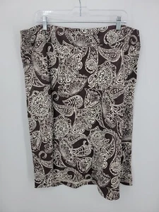 Style & Co Skirt Womens Plus 20W Brown Floral Linen A-Line Flowy Romantic - Picture 1 of 7