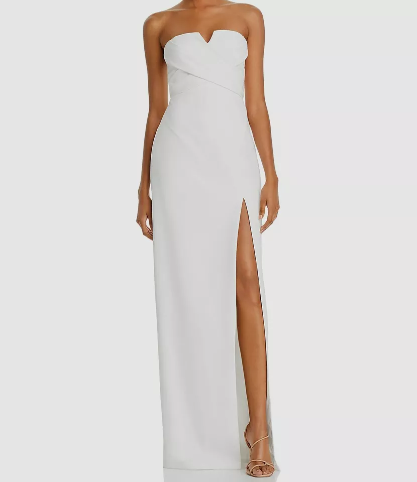 Aidan by Aidan Mattox Womens Ivory Split-neck Evening Dress Gown 12 BHFO 1265