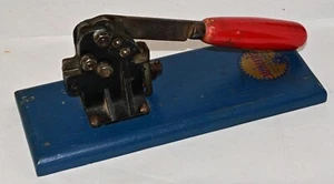 Vintage JUNEERO Patent Multi-Purpose Tool on Blue Wooden Base Engineering Toy - Picture 1 of 9