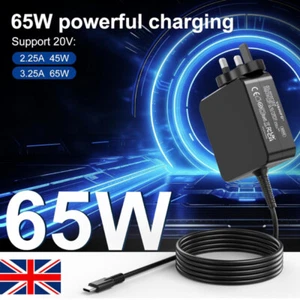 AC Adapter 65W USB-C for HP Spectre X360 Pavilian X2 Elite Power Supply Charger - Picture 1 of 5