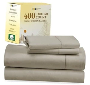 Softest 100% Cotton Sheets Size Sheet Sets, 400 Thread Count Full 06 - Taupe - Picture 1 of 7