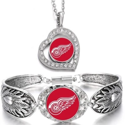 Detroit Red Wings Womens Sterling Silver Necklace With Bracelet D3D19 - Image 1 of 4